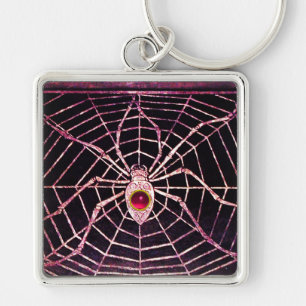 Porte-clés SPIDER ET WEB Rose Fuchsia Ruby Noir