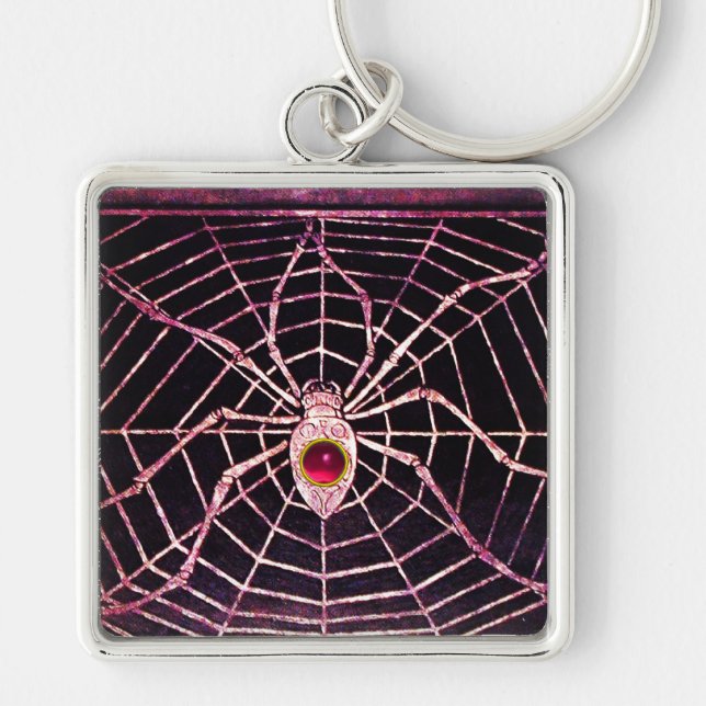 Porte-clés SPIDER ET WEB Rose Fuchsia Ruby Noir (Devant)