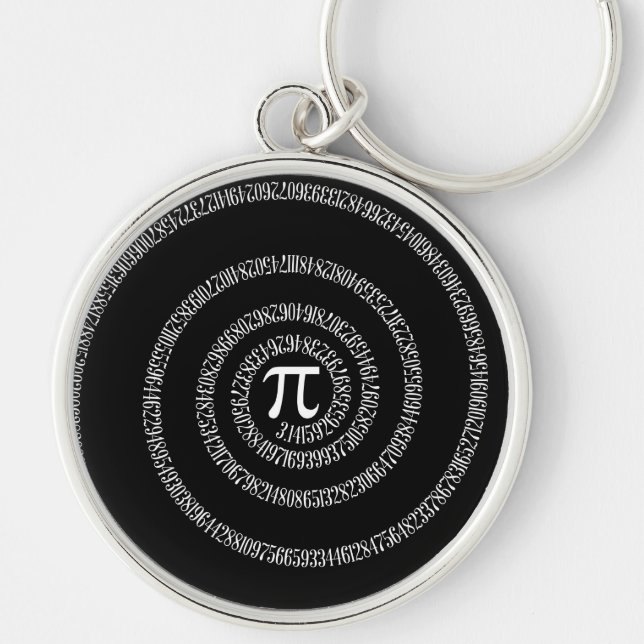 Porte-clés Spiral pour la typographie de Pi sur le noir (Devant)
