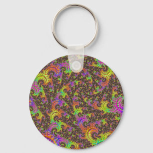 Porte-clés Spirale colorée flashy Abstrait Digital Fractal