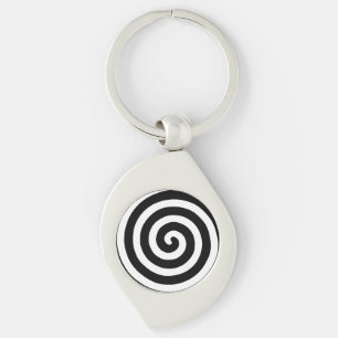 Porte-clés Spirale concentrée en noir et blanc