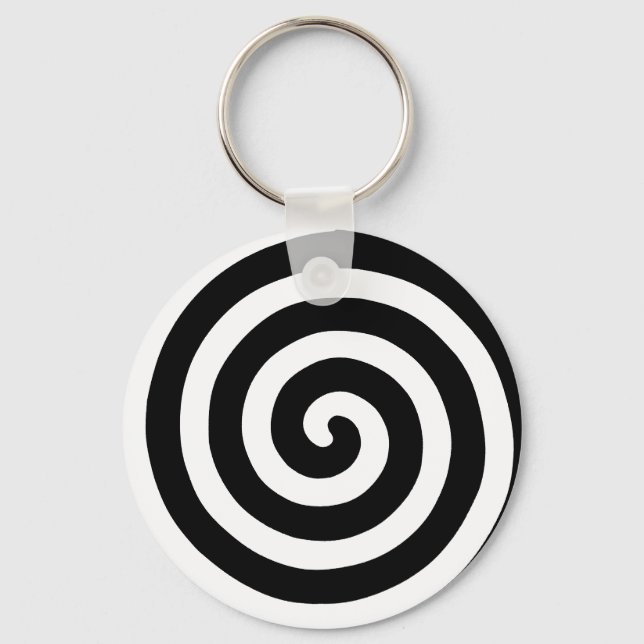 Porte-clés Spirale Concentrique en Noir & Blanc (Recto)