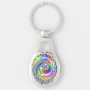 Porte-clés Spirale de fractale de néon arc-en-ciel Art numéri