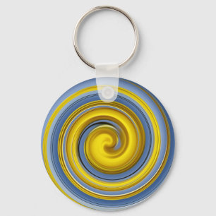 Porte-clés spirale jaune et bleue cool