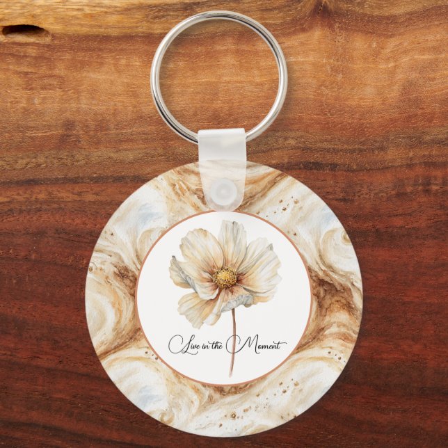 Porte-clés Spirales de latte de citrouille Fleur d'automne (Recto)