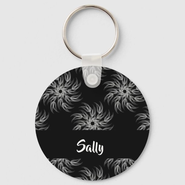 Porte-clés Spirales de nom personnalisé en noir (Recto)