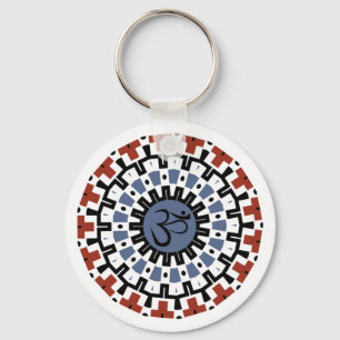 Porte-clés Spirituel Mandala Yoga Om Blue Rust Kaleidoscope