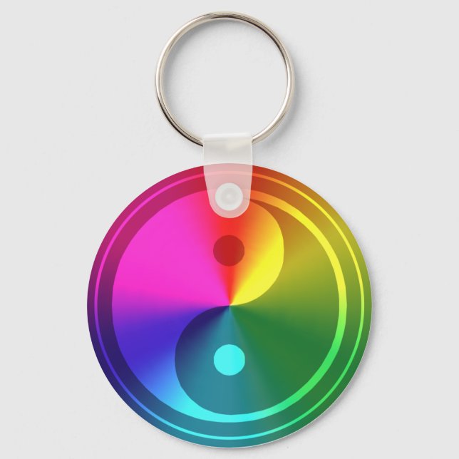 Porte-clés Spirituel Yin Yang - Rainbow Design (Recto)