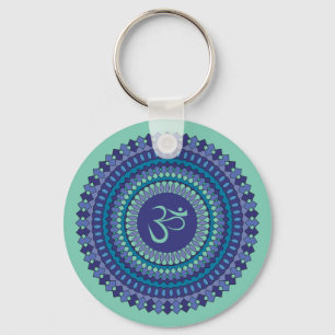 Porte-clés Spirituelle Mandala Om Purple Aqua Blue Kaleidosco