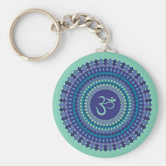Porte-clés Spirituelle Mandala Om Purple Aqua Blue Kaleidosco (Devant)