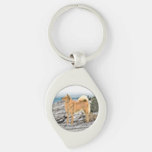 Porte-clés Spitz finlandais à Seashore Peinture - Chien Art