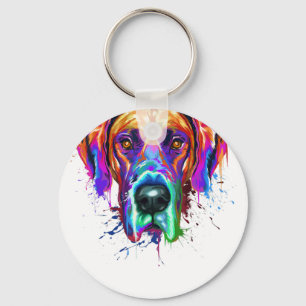 Porte-clés Splash Art Great Dane Puppy Lover Gifts