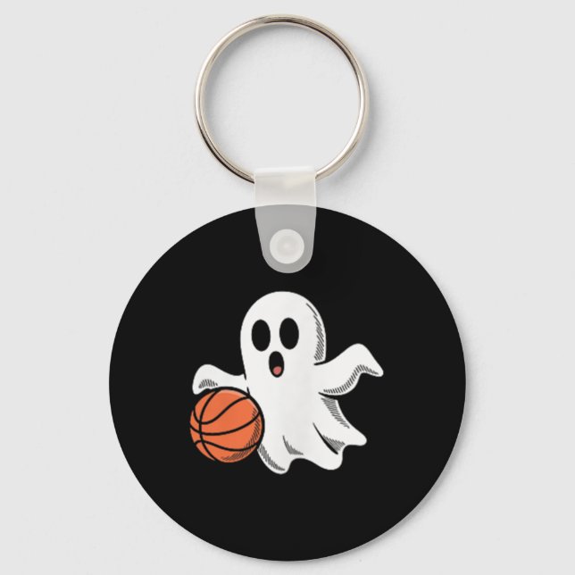 Porte-clés Spooky Ghost Playing Basketball Retro Halloween Co (Recto)