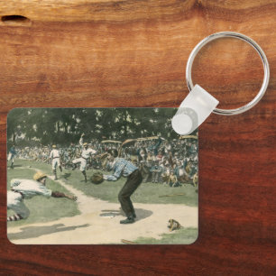 Porte-clés Sports Anciens, Joueur de Baseball Glissant dans l