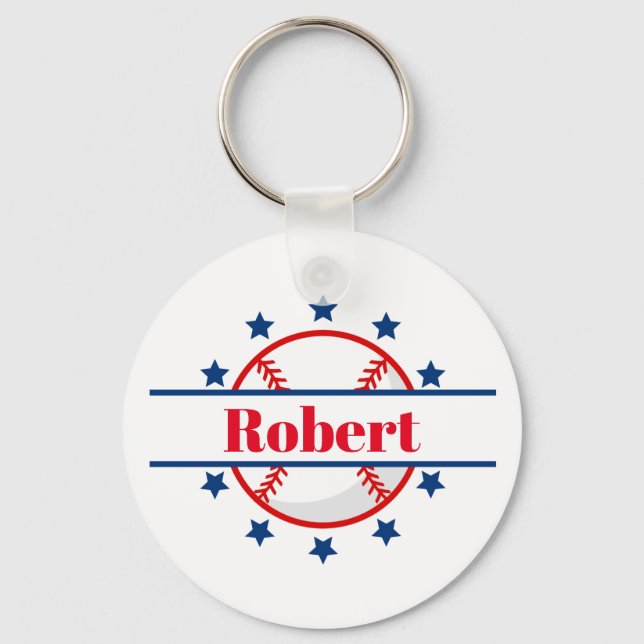Porte-clés Sports de baseball ajouter le nom porte - clé (Recto)
