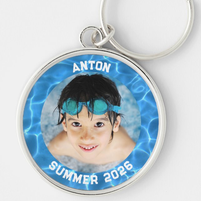 Porte-clés Sports Photo Aqua Blue Swimming Pool Border (Devant)