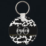 Porte-clés Spots de vache personnalisés Imprimer Fermier Cowb<br><div class="desc">Personnalisé classique et tendance peau de vache noir et blanc taches texture design anniversaire fête personnalisée année et nom cadeau. Poster de animal taches de vache</div>