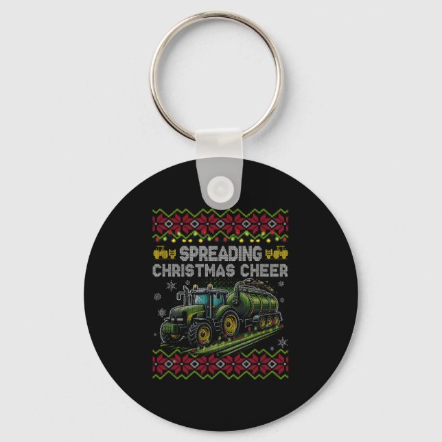 Porte-clés Spreading Christmas Cheer Farming Tractor Ugly Swe (Recto)