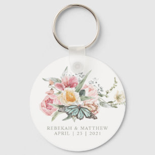 Porte-clés Spring Bouquet with Butterfly Photo Keychain