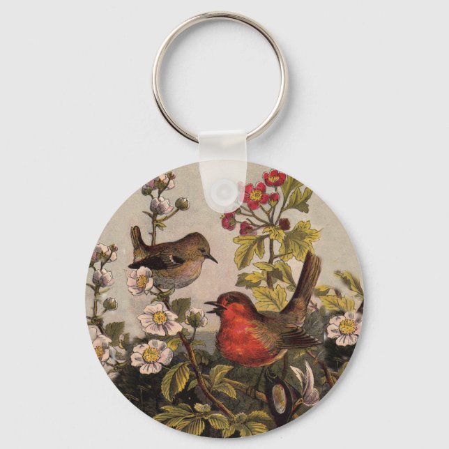 Porte-clés Spring Robin Birds Red Birding (Recto)
