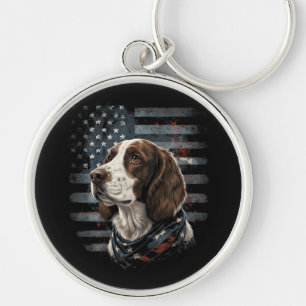 Porte-clés Springer Spaniel Chien Drapeau Américain