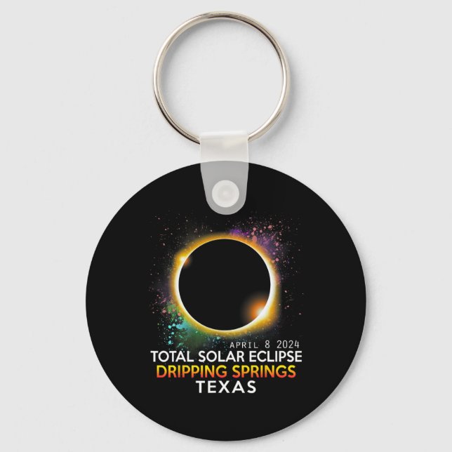 Porte-clés Springs Texas Totalité Total Solaire Eclipse 2024 (Recto)