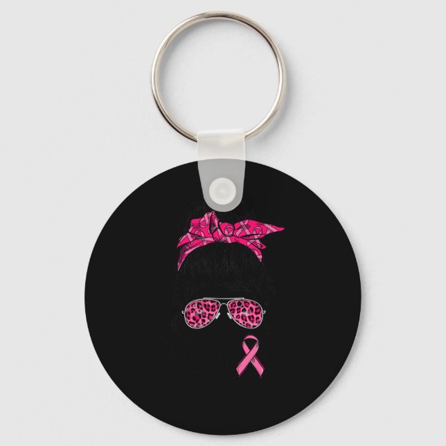 Porte-clés Squad Messy Bun Pink Warrier Cancer du sein (Recto)