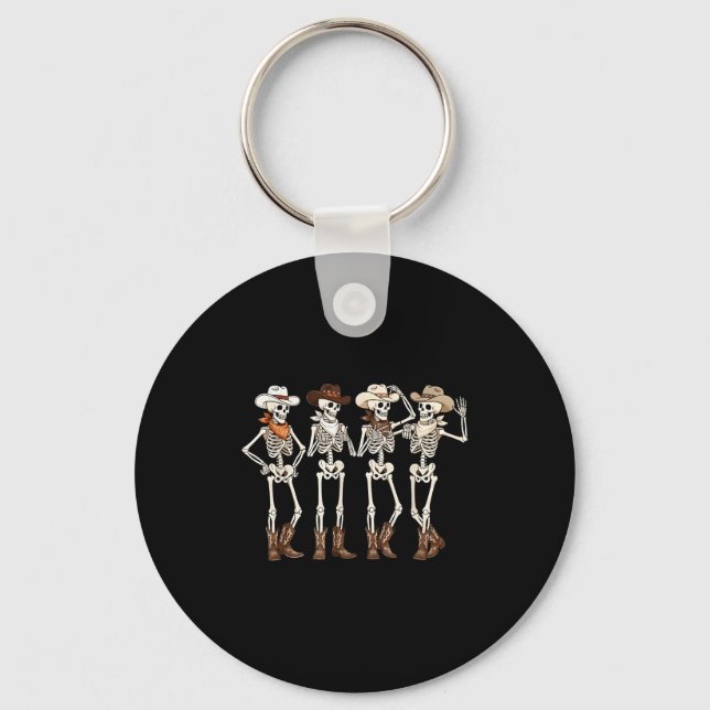 Porte-clés Squelette de danse de cheval de bottes Western Cou (Recto)