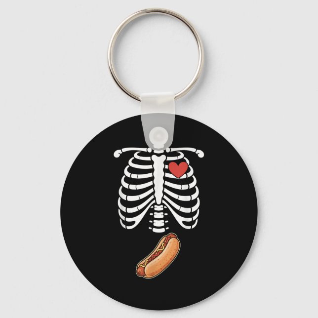 Porte-clés Squelette de grossesse Hotdog Bosse du ventre Cage (Recto)
