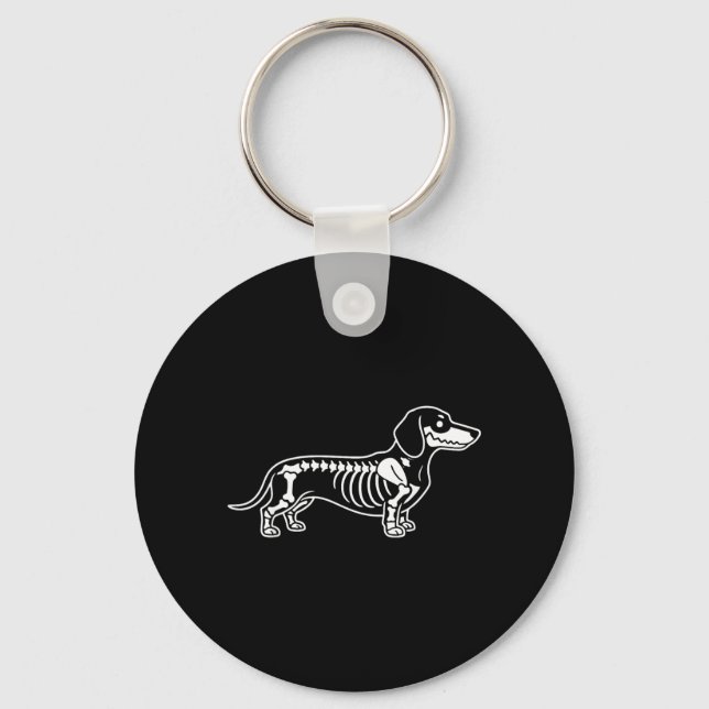 Porte-clés Squelette de teckel Halloween Chien saucisse (Recto)