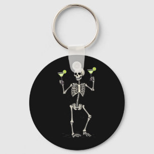 Porte-clés Squelette d'Halloween buvant une queue de Margarit