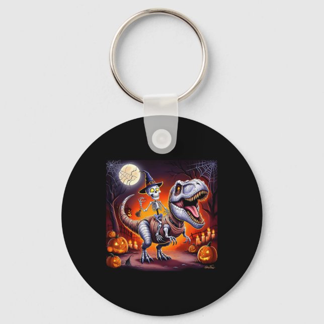 Porte-clés Squelette d'Halloween T-rex Ride (Recto)