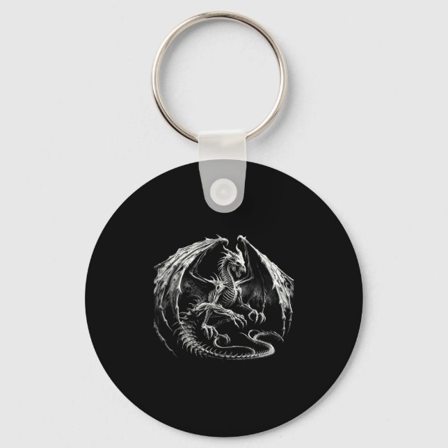 Porte-clés Squelette Dragon Mythique Respirant le Feu Fantast (Recto)