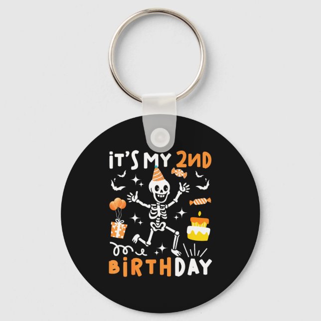 Porte-clés squelette drôle 2e anniversaire enfants 2e anniver (Recto)