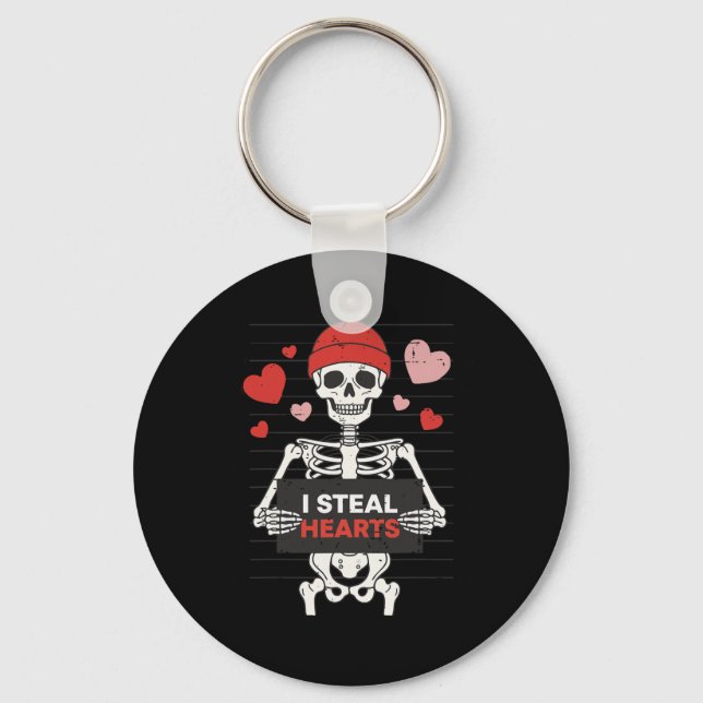 Porte-clés Squelette Drôle De La Saint-Valentin Je Vole Des C (Recto)