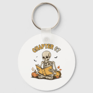 Porte-clés Squelette drôle d'Halloween lisant un livre 67 Mem