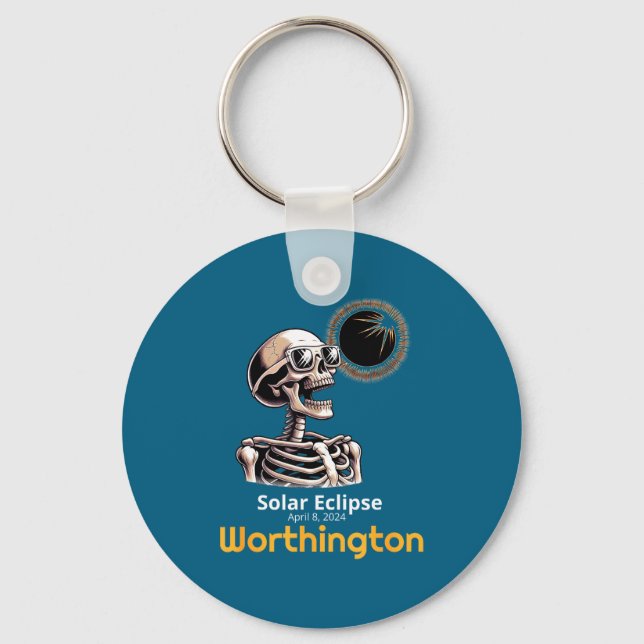 Porte-clés Squelette Drôle Éclipse Solaire Worthington Indian (Recto)
