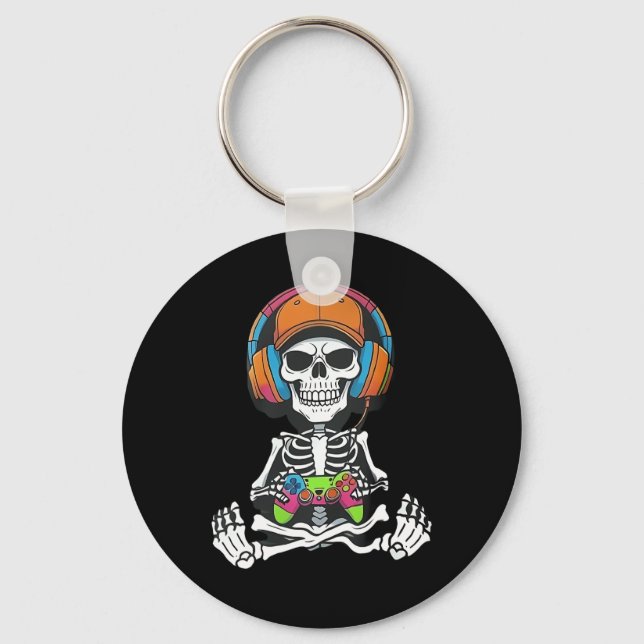 Porte-clés Squelette jeu vidéo Halloween jeu gamer garçons mo (Recto)