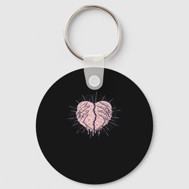 Porte-clés Squelette Main Avec Coeur Classique (Recto)