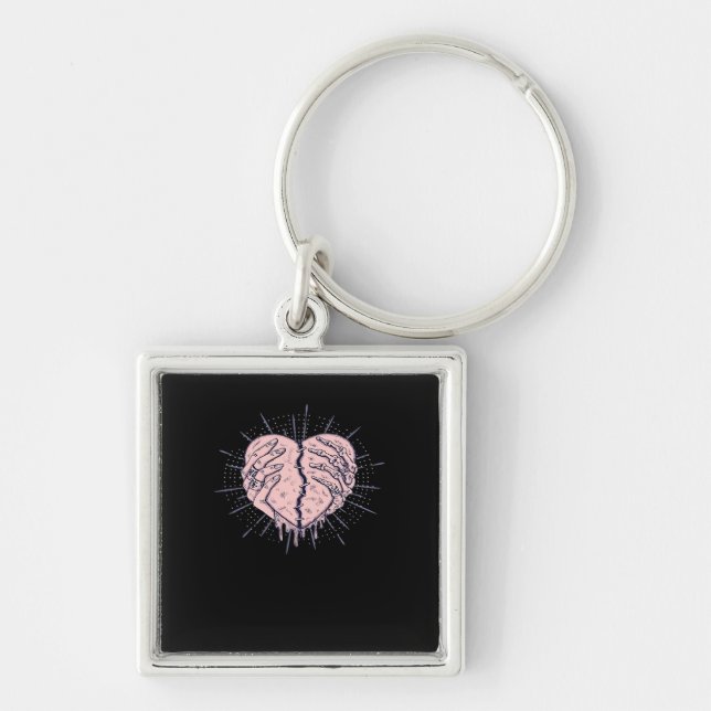 Porte-clés Squelette Main Avec Coeur Classique (Devant)