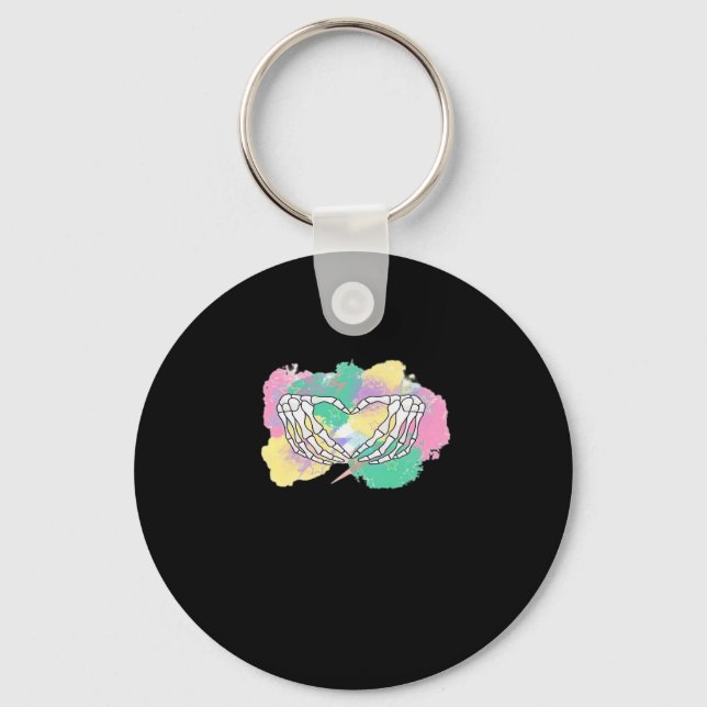 Porte-clés Squelette Mains Coeur Avec Backgr Abstrait Couleur (Recto)
