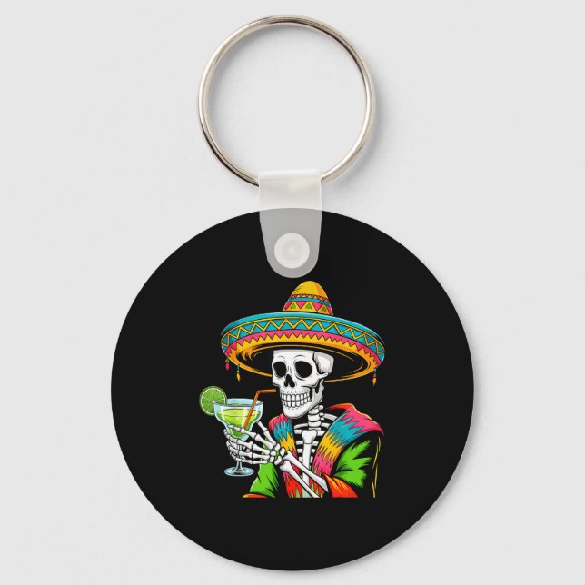 Porte-clés squelette mexicain sombrero cinco de mayo mexicain (Recto)