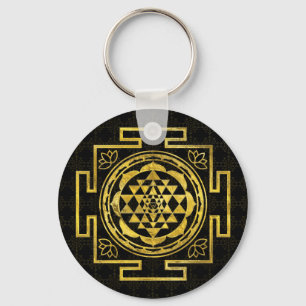 Porte-clés Sri d'or Yantra/Sri Chakra