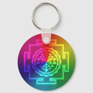Porte-clés Sri spirituel Yantra - arc-en-ciel