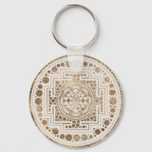Porte-clés Sri Yantra / Sri Chakra Pastel Gold