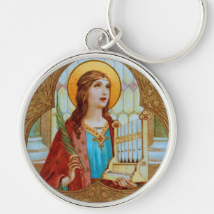 Porte-clés St. Cecilia de Rome (BK 003) Métal rond