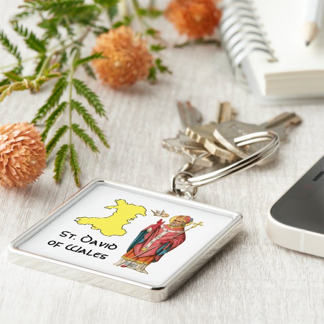 Porte-clés St. David of Wales (P 001) avec plan (Côté)