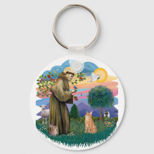 Porte-clés St Francis (ff) - Orange Tabby cat