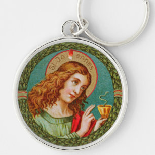 Porte-clés St Jean l'évangéliste (JMAS 06) Métal Rond