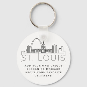 Porte-clés St. Louis Styliszed Skyline   Slogan personnalisé